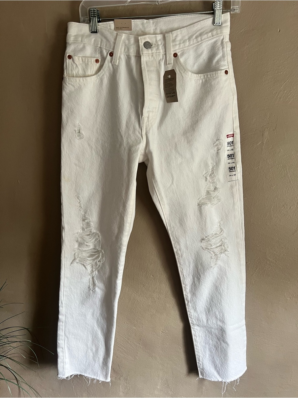 Levi's Men's Slim Straight Distressed White Jeans